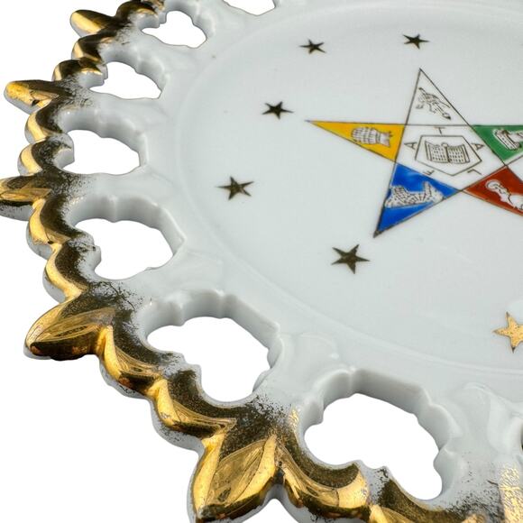 Vintage Lefton Decorative Plate Easter Star with Fleur de Lis Edge - Picture 2 of 3